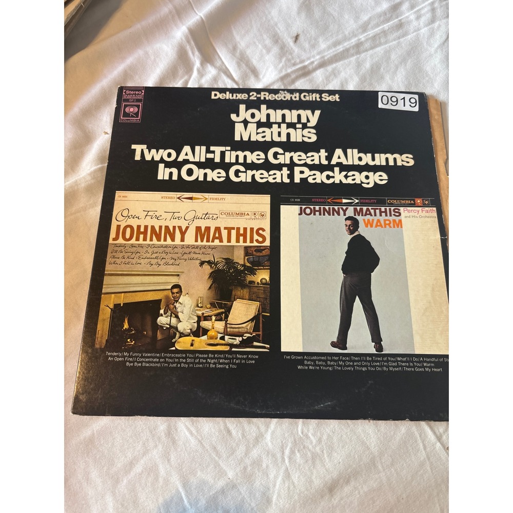 Johnny Mathis 2-LP Vinyl Record Set Open Fire Two Guitars Warm Good GP 2 Colum